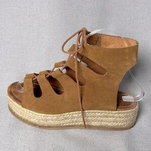 Jeffrey Campbell brown suede platform espadrille gladiator sandals size 6